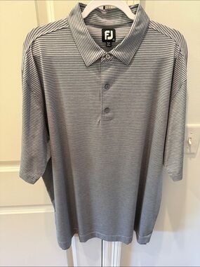 FootJoy Men's Gray Thin-Striped Performance Polo